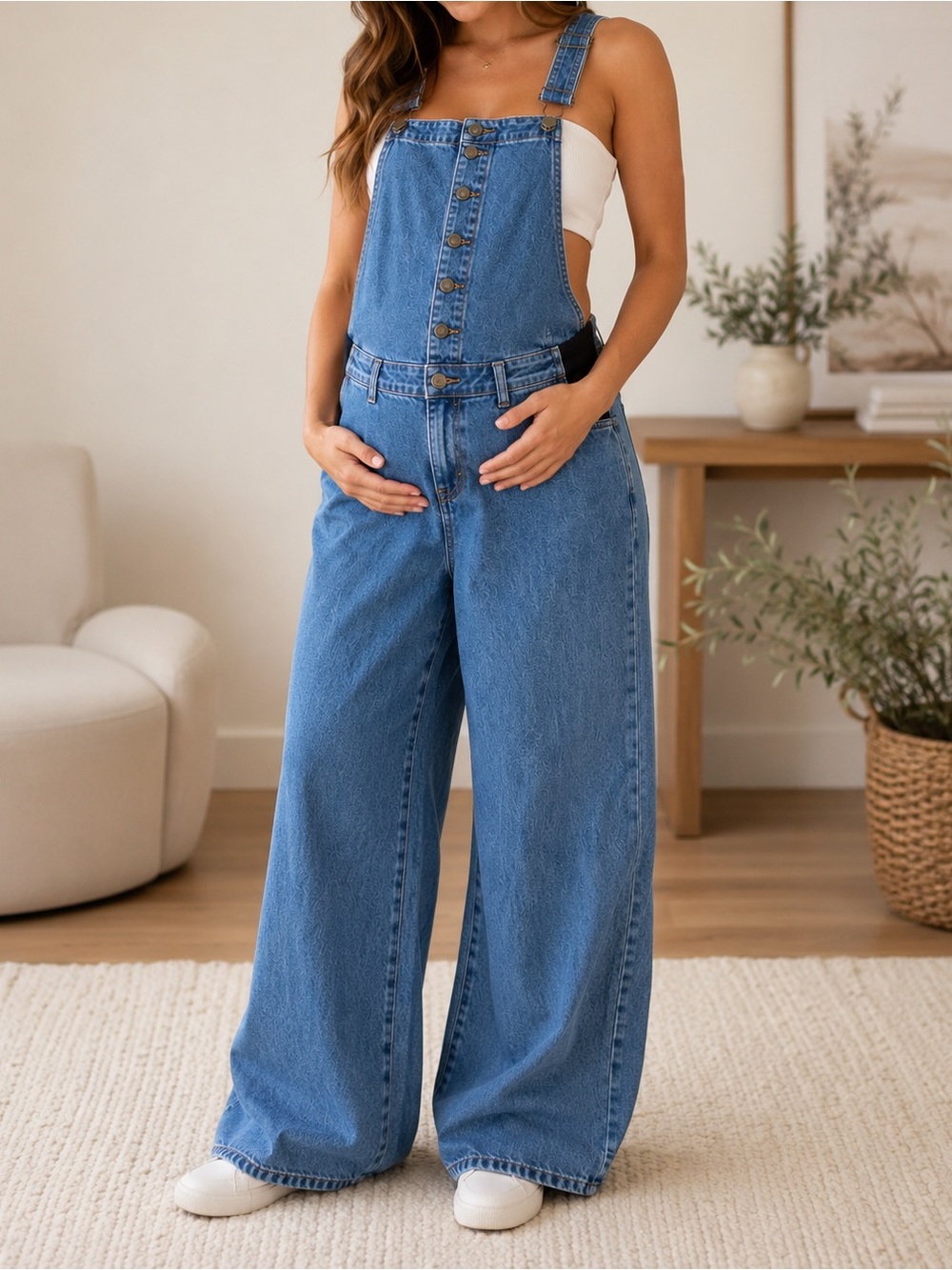 NWOT Isabel Maternity Ingrid & Isabel Wide Leg Denim Overalls Size 12